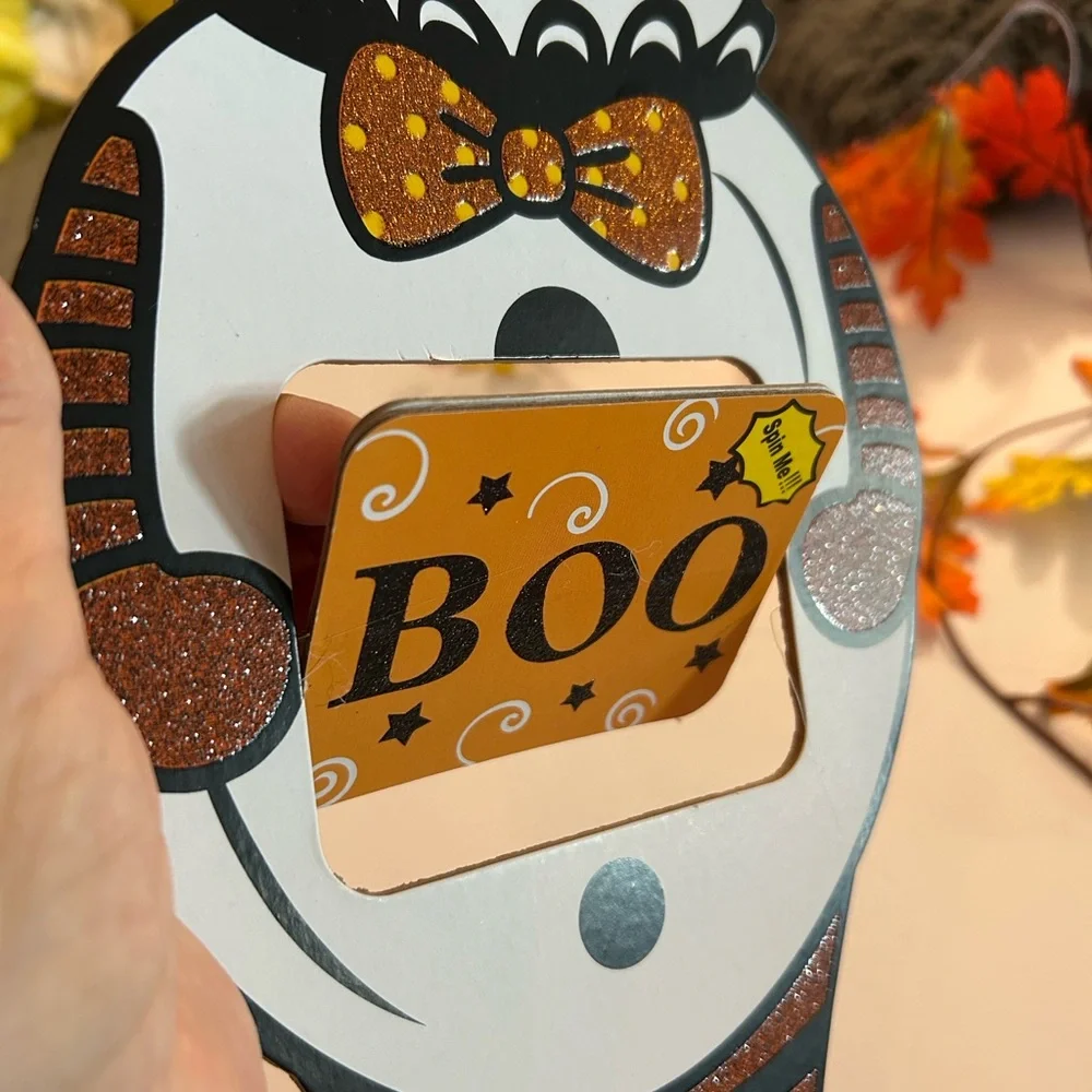 Halloween Ghost Wall Decor NEW spinner message BOO happy Halloween